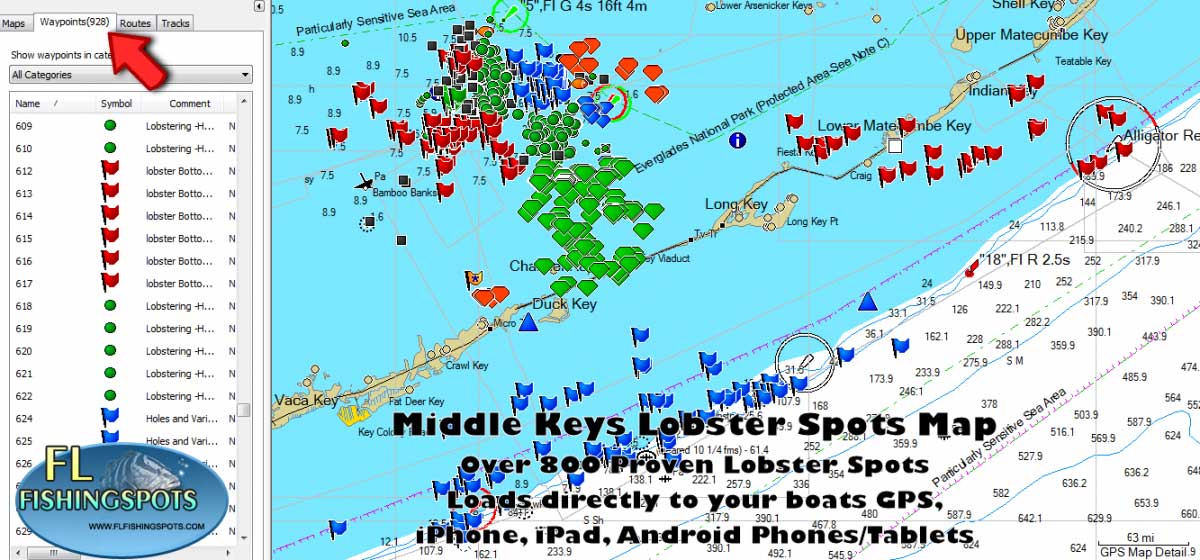 Florida Keys Lobster Map Florida Fishing Maps for GPS