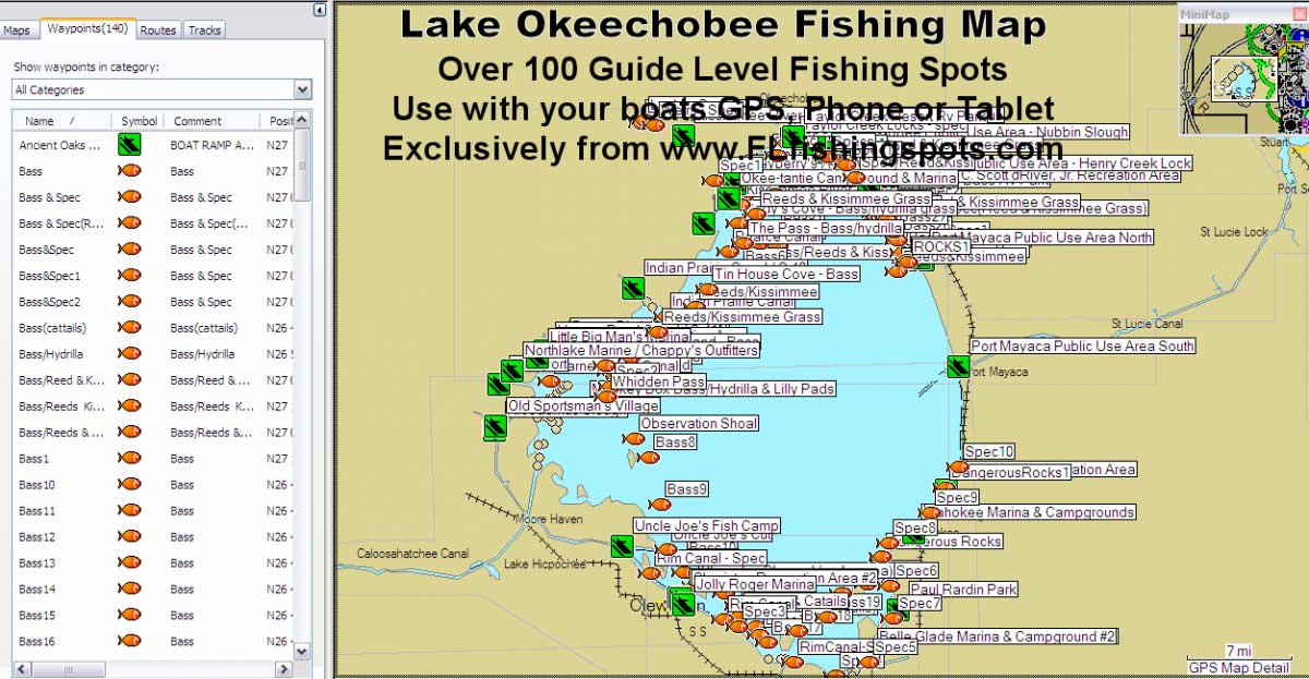 Lake Okeechobee Fishing Map Florida Fishing Maps For Gps