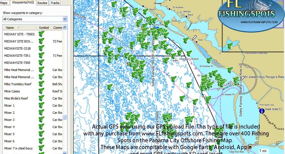Panama City Florida Fishing Spots for GPS