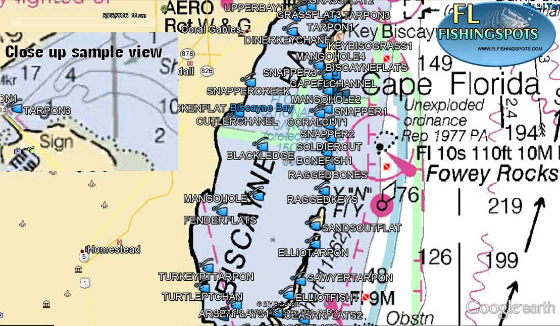 Biscayne Bay Fishing Spots GPS Map