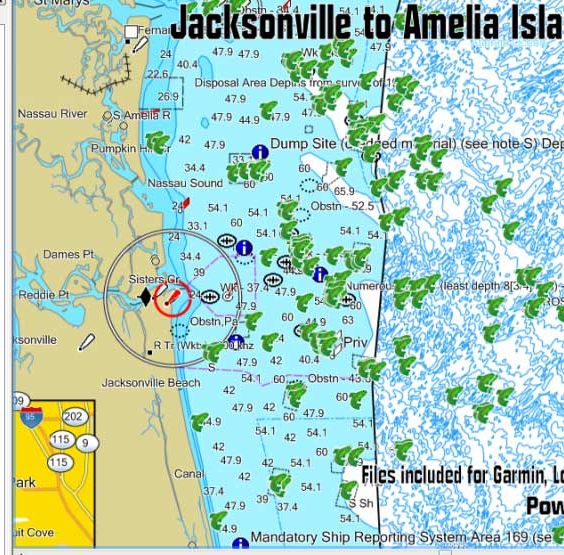 Jacksonville Florida Fishing Spots Map (Duval, St Johns & Nassau
