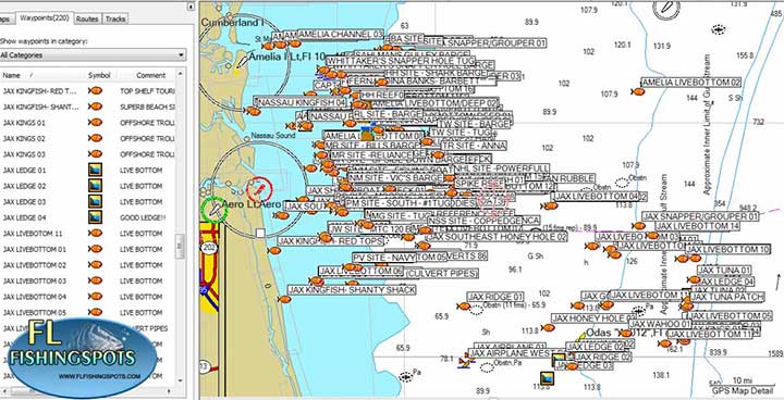 Jacksonville Florida Fishing Map | Florida Fishing Maps for GPS