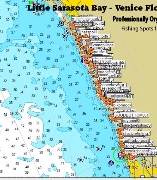 Venice Florida Fishing Spots for GPS