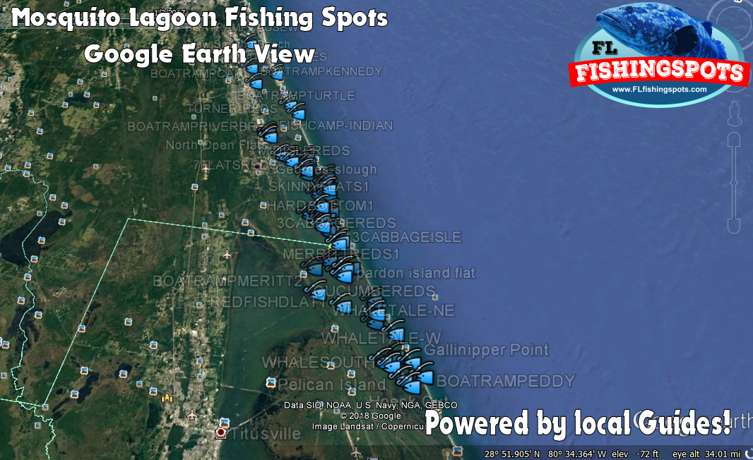 Mosquito Lagoon GPS Fishing Map