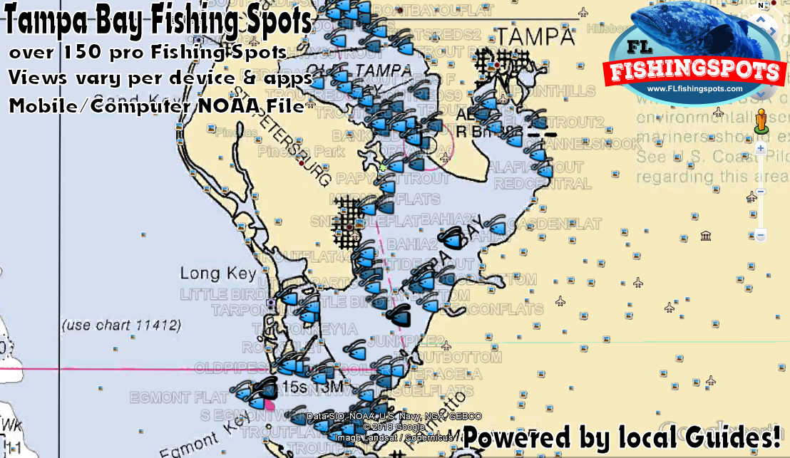 Tampa Bay Fishing Spots Map | Florida Gulf Fishing Spots for GPS
