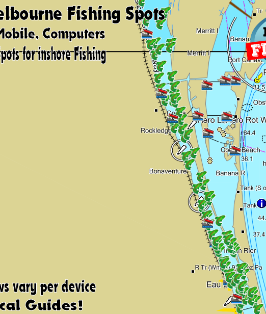 Titusville to Melbourne Florida Fishing Spots for GPS