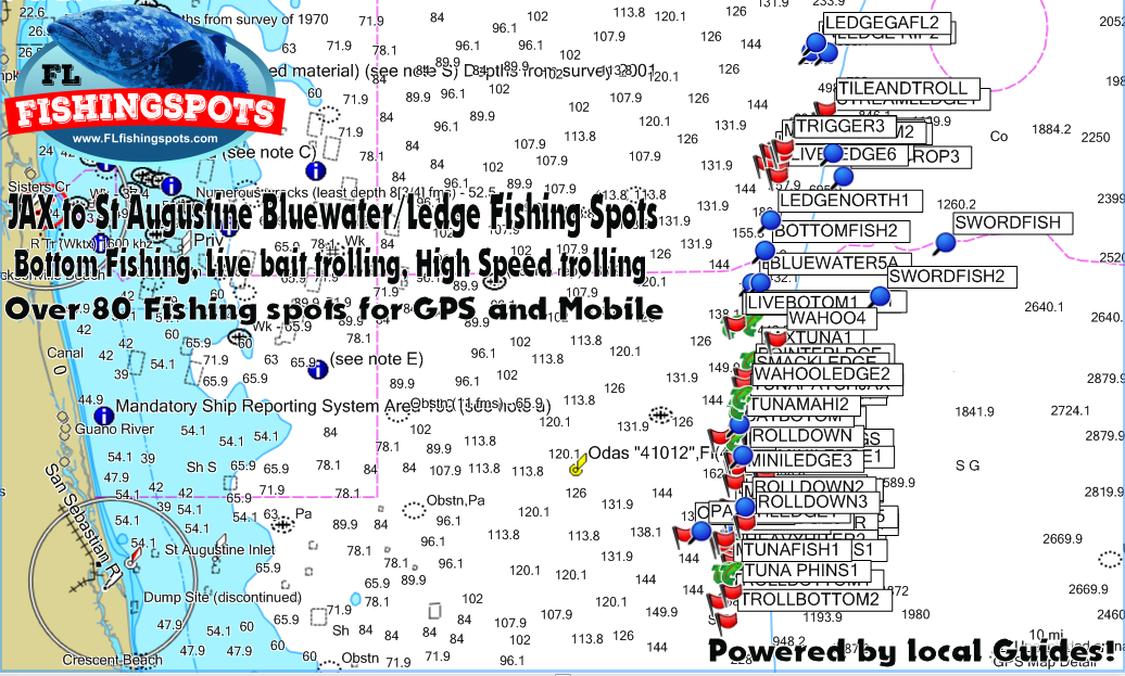 Jacksonville to St Augustine Bluewater Gulf Stream Fishing Spots