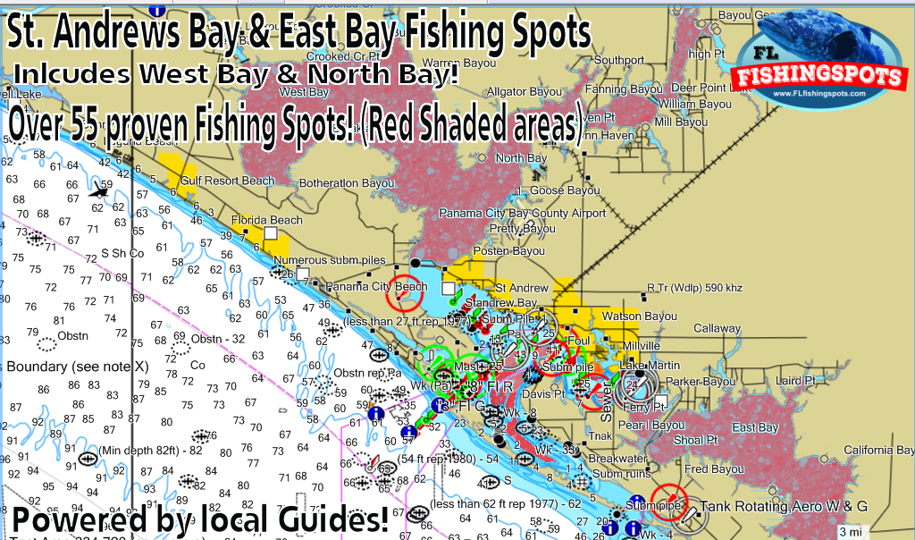 St Andrews Bay Fishing Map St. Andrews Bay Fishing Spots (Over 60 Fishing Spots In Bay County)