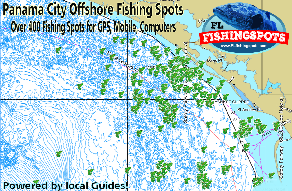 St Andrews Bay Fishing Map Panama City Offshore Fishing Spots - Florida Fishing Maps And Gps Fishing  Spots