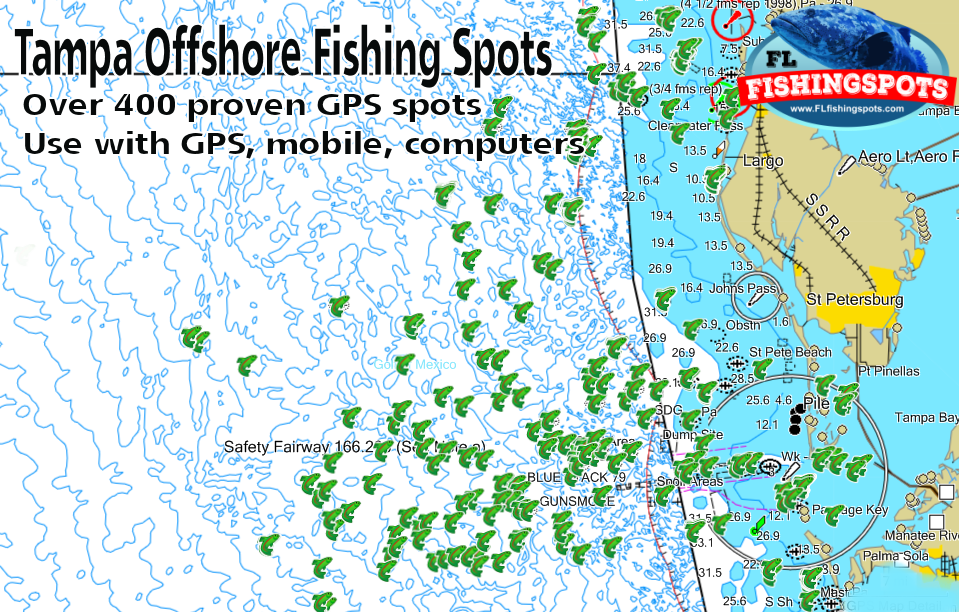 Tampa Offshore Fishing Spots by Florida Fishing Spots for GPS