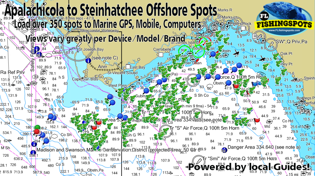 Apakachicola to Steinhatchee Fishing Spots for GPS