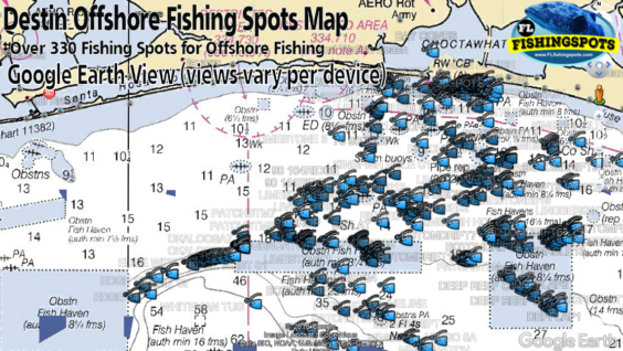 Destin Florida Fishing Spots Map & GPS Coordinates
