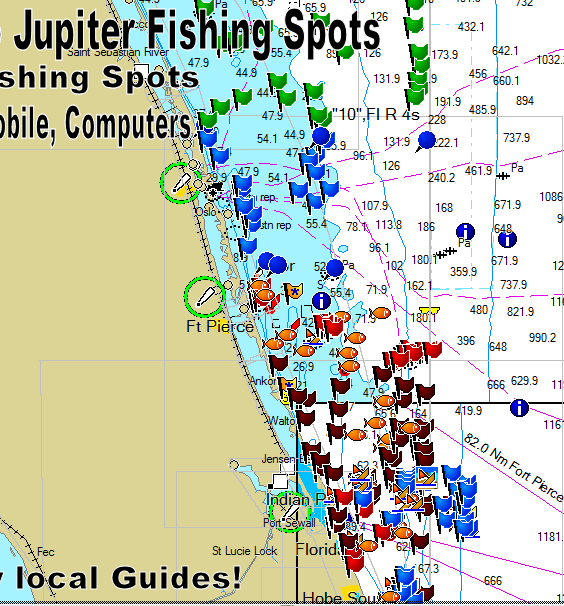 Ft. Pierce to Jupiter Offshore Fishing Spots - Florida Fishing Maps and GPS Fishing  Spots