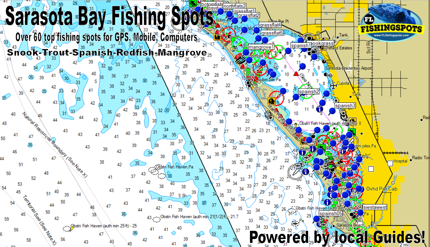 Sarasota Bay Fishing Spots GPS Map