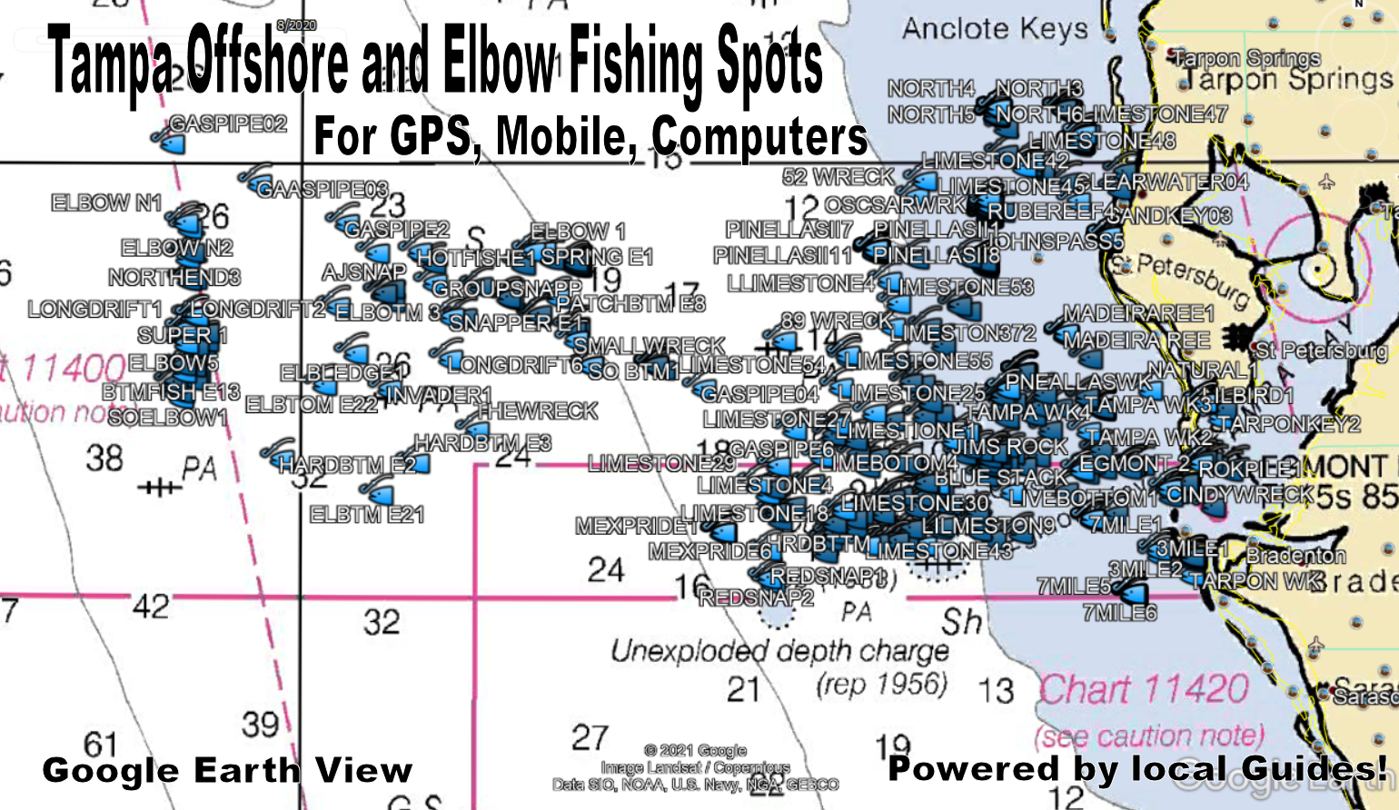 Tampa Florida Fishing Spots - Tampa Offshore, Tampa Elbow GPS Spots