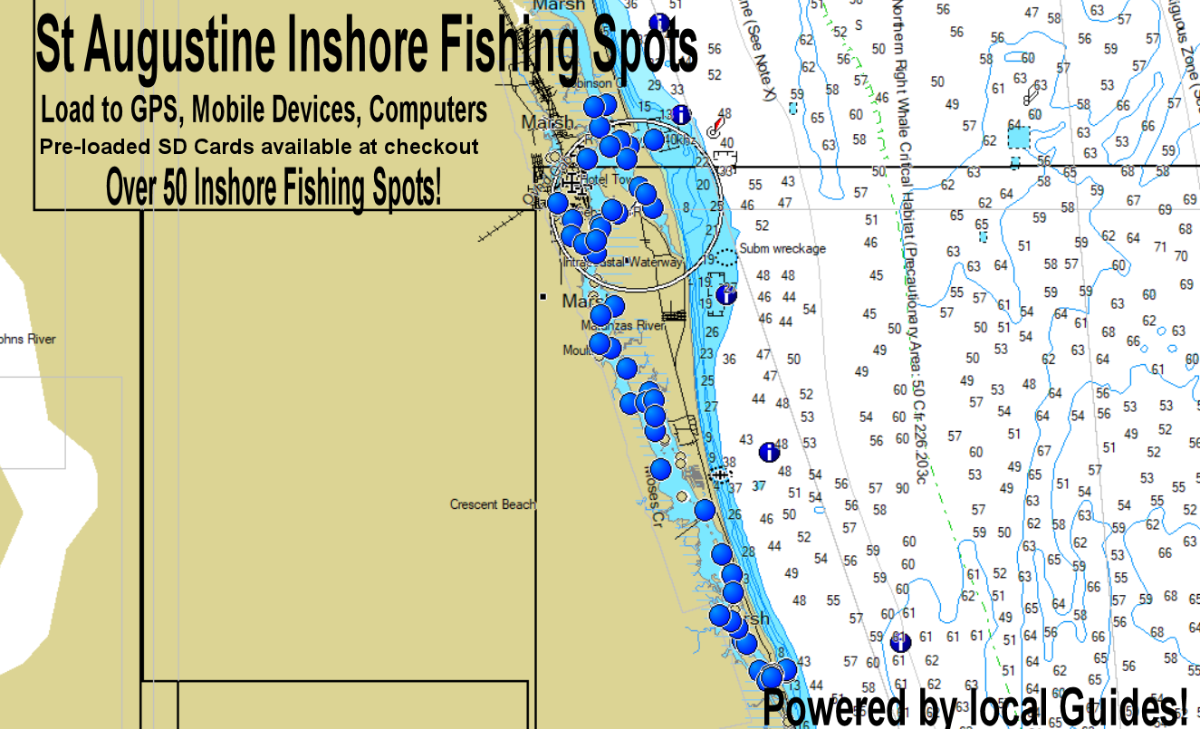 St Augustine Inshore Fishing Spots GPS Map