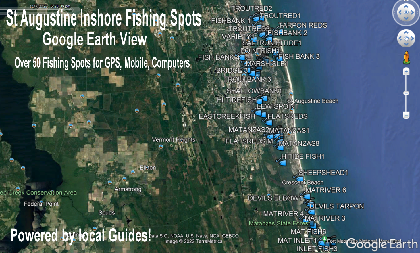 St Augustine Inshore GPS Fishing Maps - FL Fishing Spots