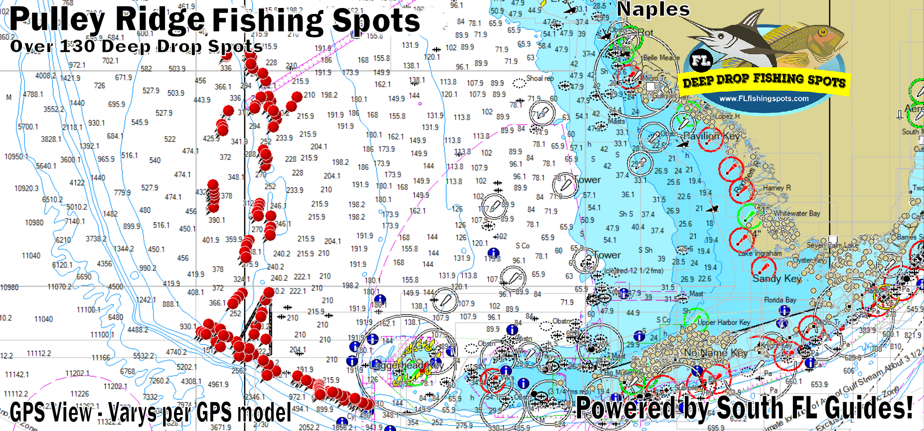 Pulley Ridge Fishing Spots Map - Florida Gulf