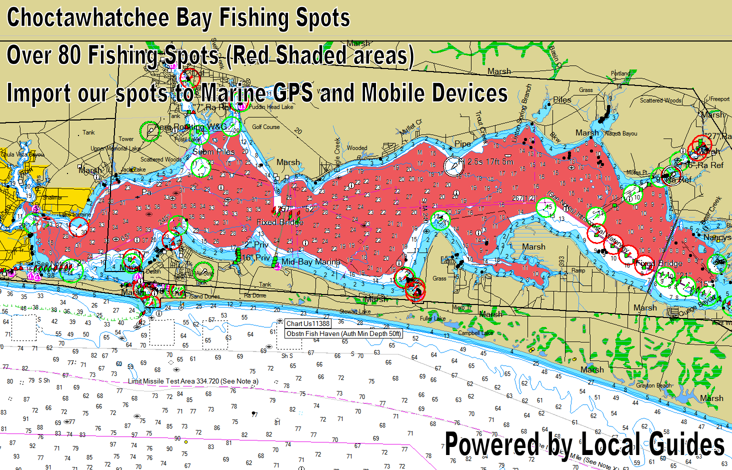 CHOCTAWATCHEE BAY FISHING SPOTS MAP 